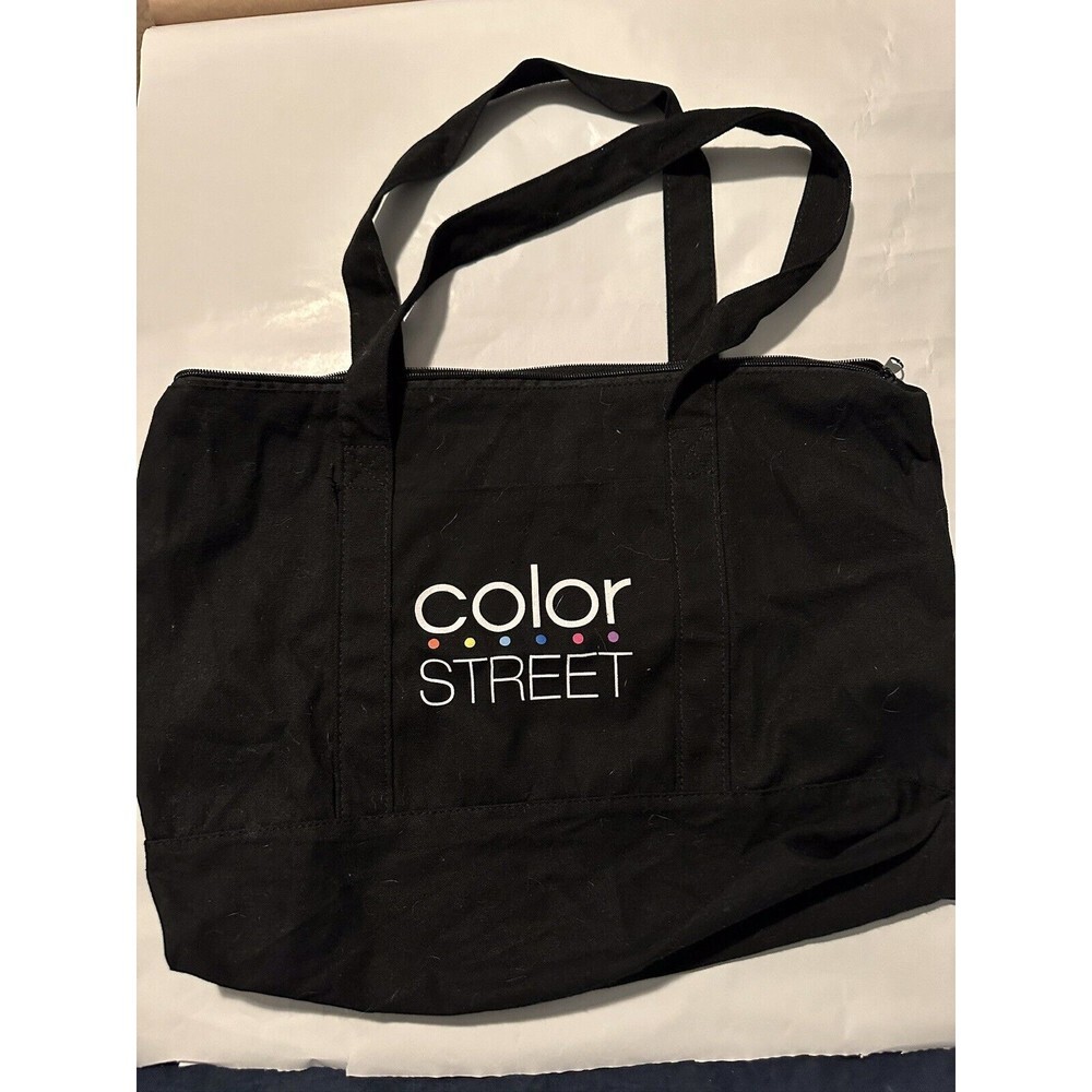 Color Street Black Logo Zippered Tote Bag